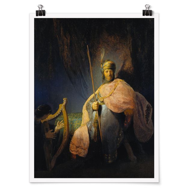 Posters quadros famosos Rembrandt van Rijn - David playing the Harp to Saul