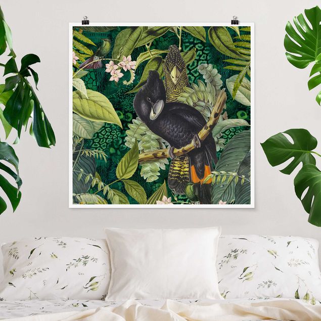 decoraçao cozinha Colourful Collage - Cockatoos In The Jungle