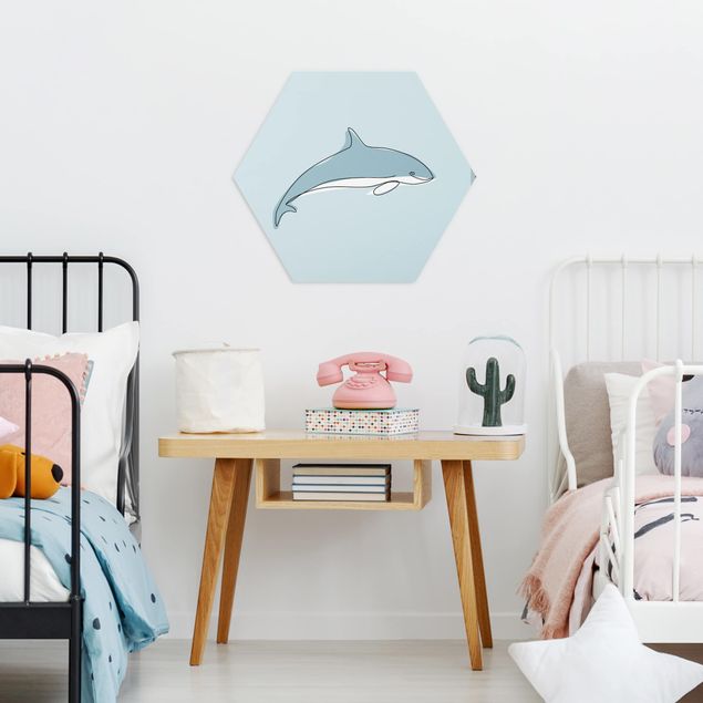 quadros modernos para quarto de casal Dolphin Line Art