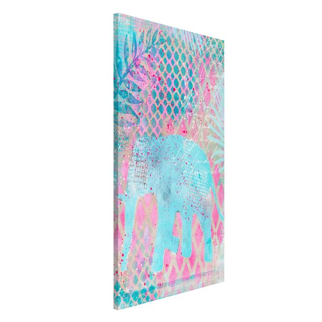 decoraçao cozinha Colourful Collage - Elephant In Blue And Pink