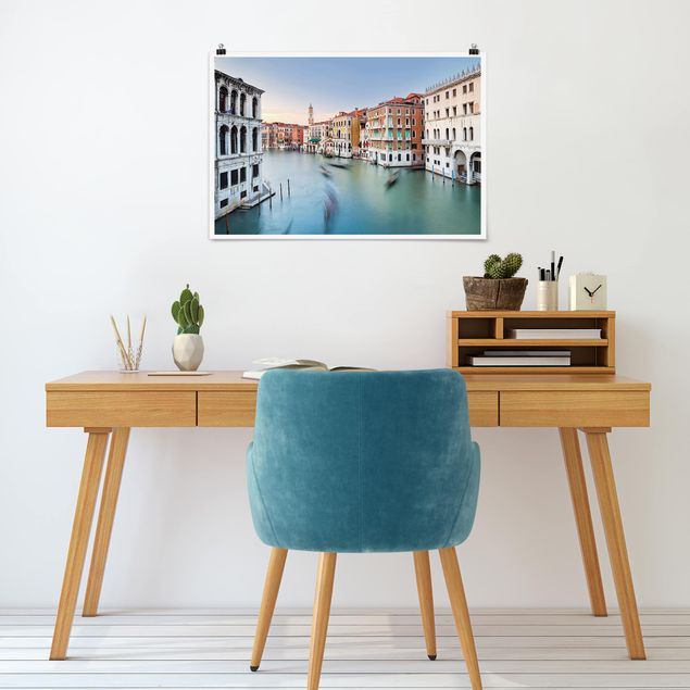 Posters cidades e paisagens urbanas Grand Canal View From The Rialto Bridge Venice