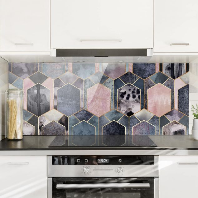 decoraçao para parede de cozinha Art Deco Marble Gold