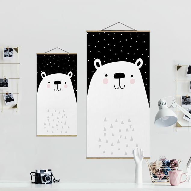 Quadros preto e branco Zoo With Patterns - Polar Bear