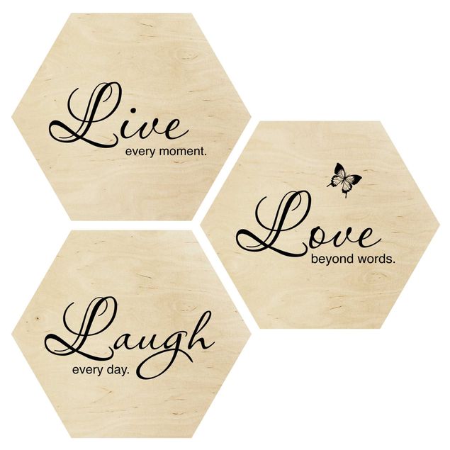 quadro de madeira para parede Live Laugh Love