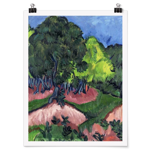 Quadros árvores Ernst Ludwig Kirchner - Landscape with Chestnut Tree