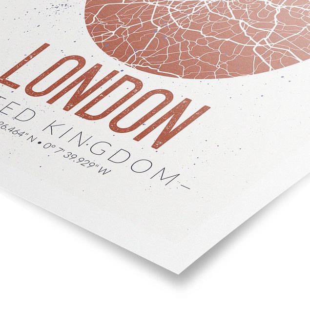 Posters cidades e paisagens urbanas City Map London - Retro