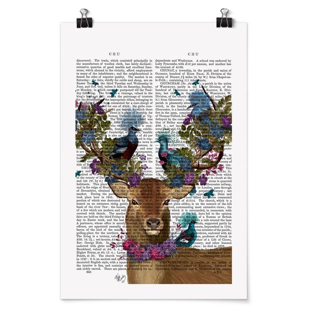 Posters frases Fowler - Deer With Pigeons
