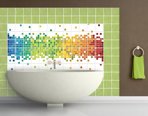 decoraçao para parede de cozinha Pixel Rainbow