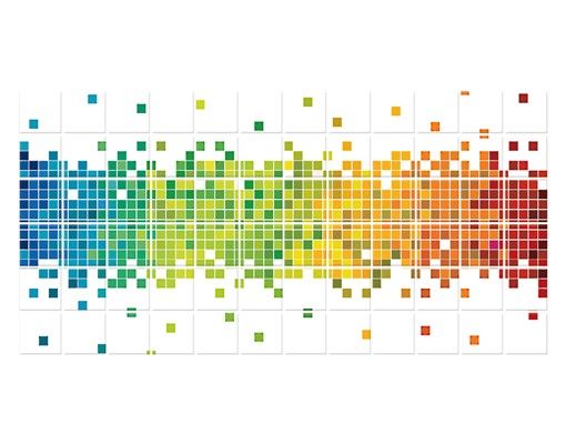 Películas para azulejos padrões Pixel Rainbow