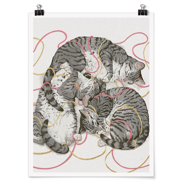 Posters animais Illustration Grey Cat Painting