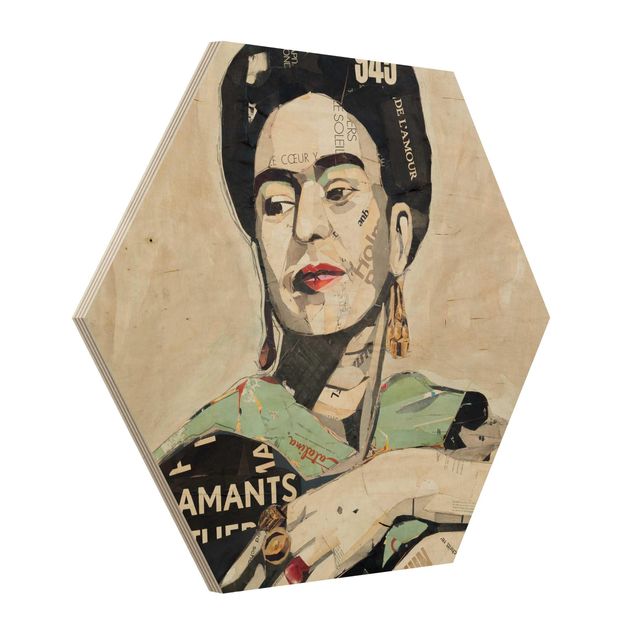 quadros em madeira para decoração Frida Kahlo - Collage No.4