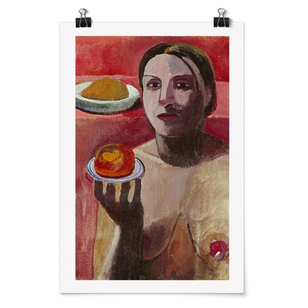 Posters quadros famosos Paula Modersohn-Becker - Semi-nude Italian Woman with Plate