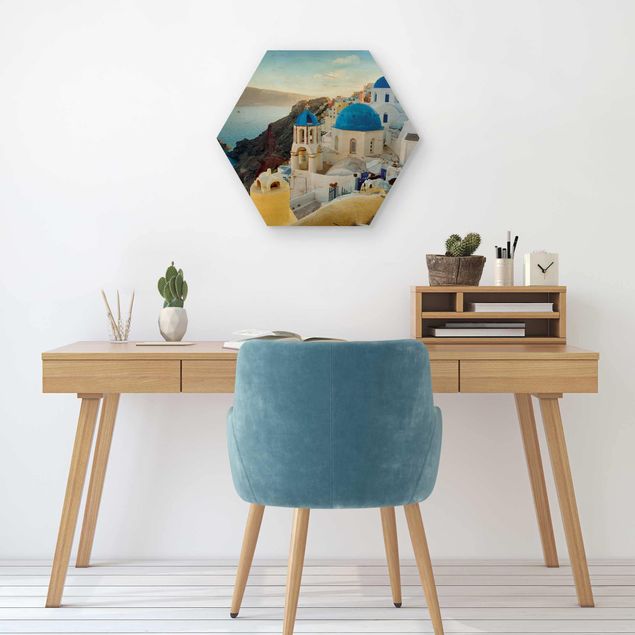 quadros em madeira para decoração Santorini