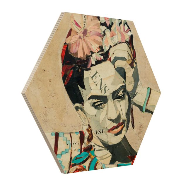 quadros em madeira para decoração Frida Kahlo - Collage No.1