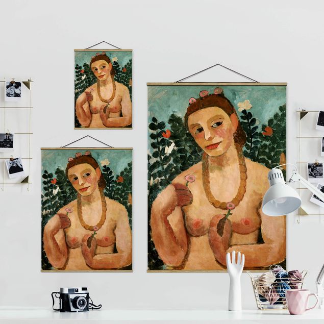 quadros modernos para quarto de casal Paula Modersohn-Becker - Self Portrait with Amber Necklace