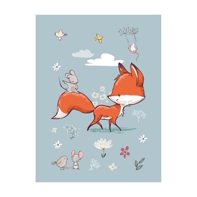 Tapete azul Fox And Mouse Travelling