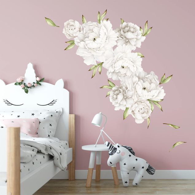 Autocolantes de parede flores Peony Set White