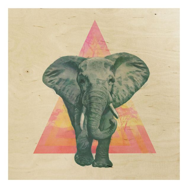 quadros para parede Illustration Elephant Front Triangle Painting