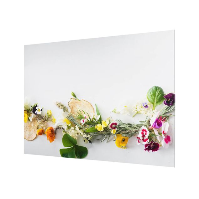 Painel anti-salpicos de cozinha Fresh Herbs With Edible Flowers