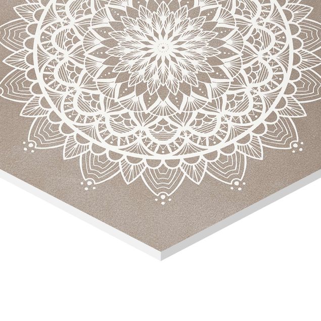 Quadros decorativos Mandala Illustration Shabby Set Beige White