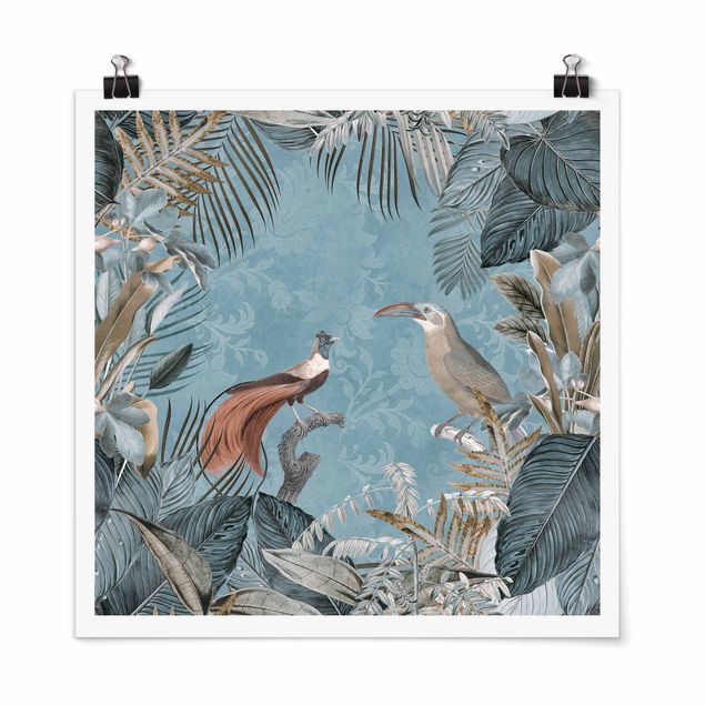 Posters quadros famosos Vintage Collage - Birds Of Paradise