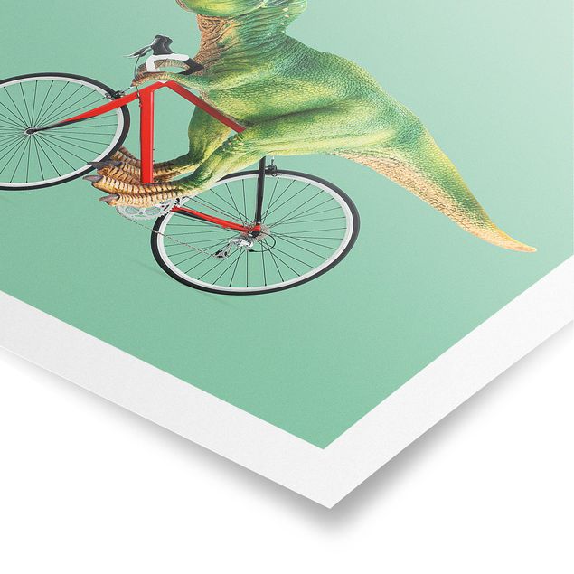 Posters animais Dinosaur With Bicycle