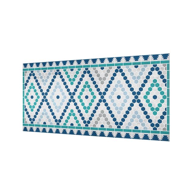 Painel anti-salpicos de cozinha Moroccan tile pattern turquoise blue