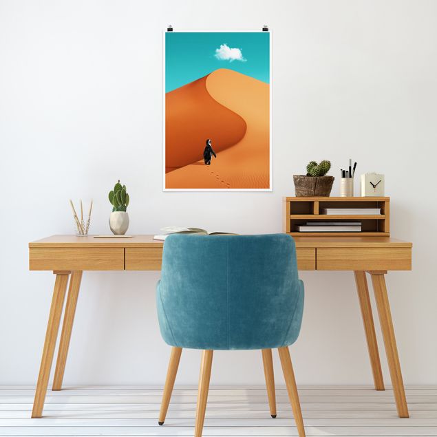 quadros de paisagens Desert With Penguin