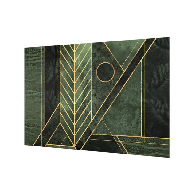 Painel anti-salpicos de cozinha Geometric Shapes Emerald Gold