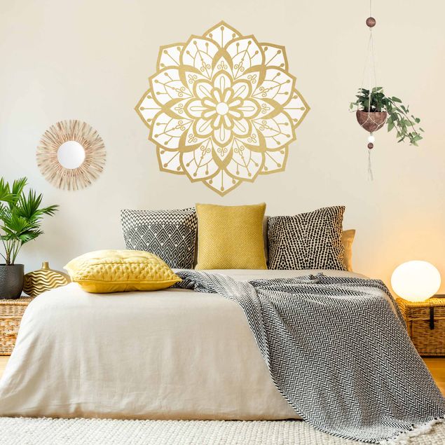 decoraçao cozinha Mandala Flower Pattern Gold White