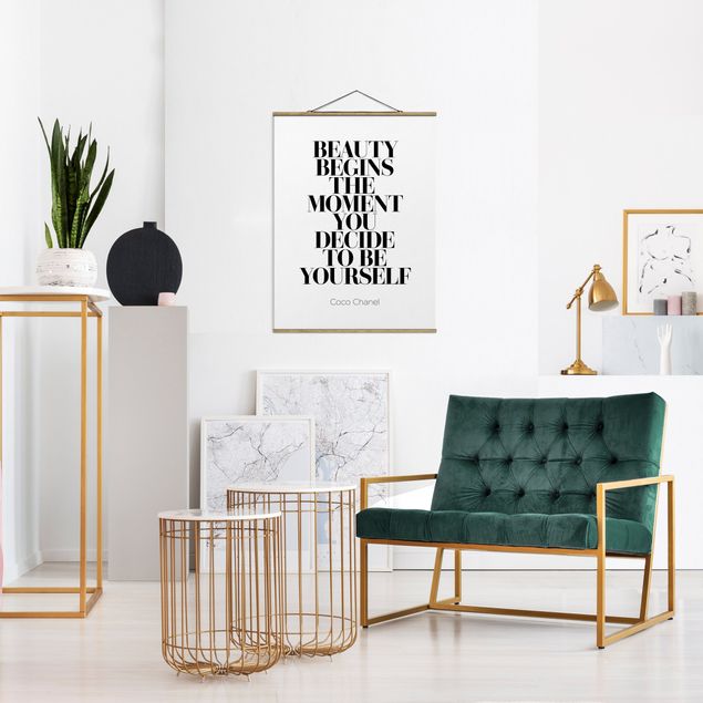 quadros decorativos para sala modernos Be Yourself Coco Chanel