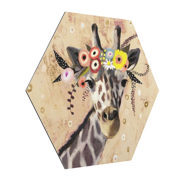 Quadros animais Klimt Giraffe