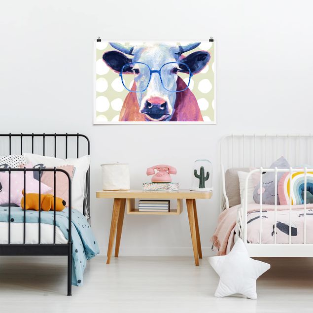 quadros modernos para quarto de casal Animals With Glasses - Cow