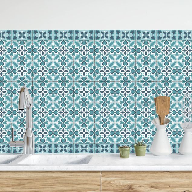 decoraçoes cozinha Geometrical Tile Mix Blossom Turquoise