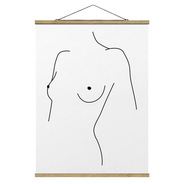 Quadros famosos Line Art Nude Bust Woman Black And White