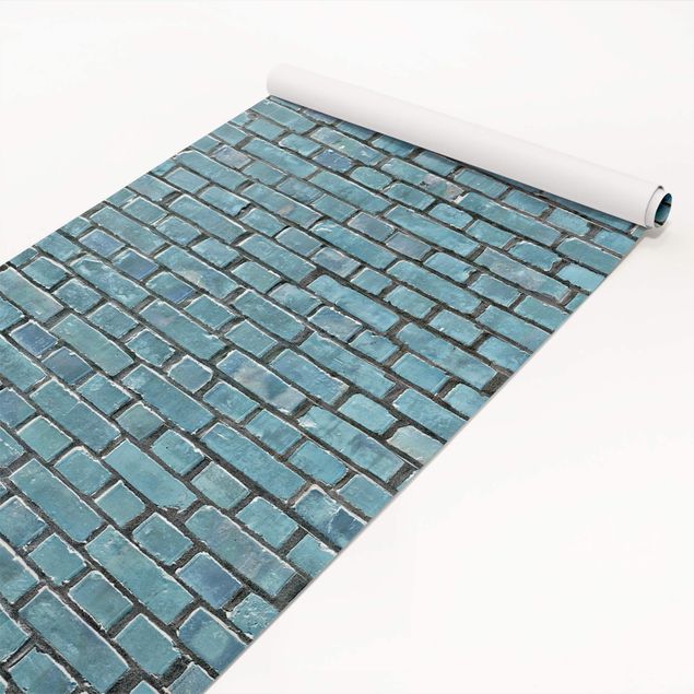Películas autocolantes padrões Brick Tiles Turquoise