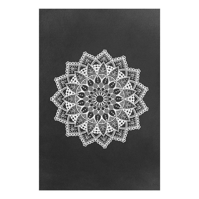 quadros preto e branco para decoração Mandala Illustration Ornament White Black