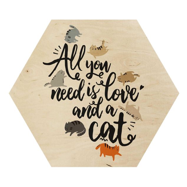Quadros hexagonais All You Need Is Love And A Cat