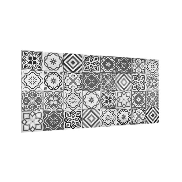 Painel antisalpicos Mediterranean Tile Pattern Grayscale