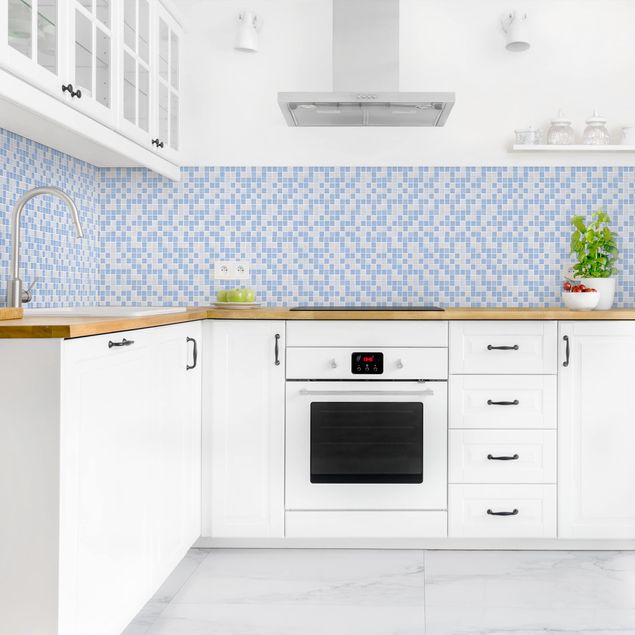 Backsplash de cozinha imitação azulejos Mosaic Tiles Light Blue