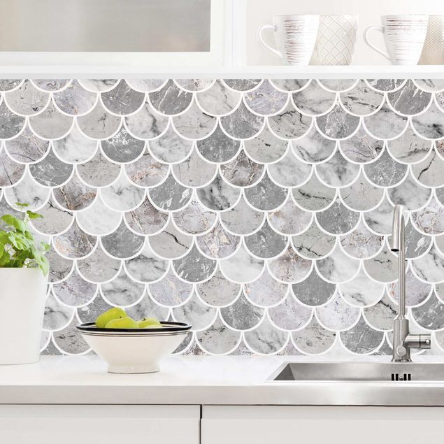 decoraçao cozinha Fish Scake Tiles Marble - Grey