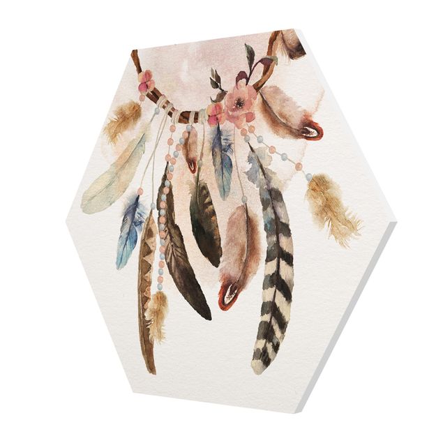 Quadros decorativos Dream Catcher With Roses And Feathers