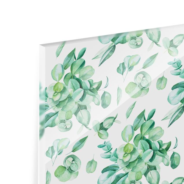 Painel anti-salpicos de cozinha Watercolour Eucalyptus Bouquet Pattern