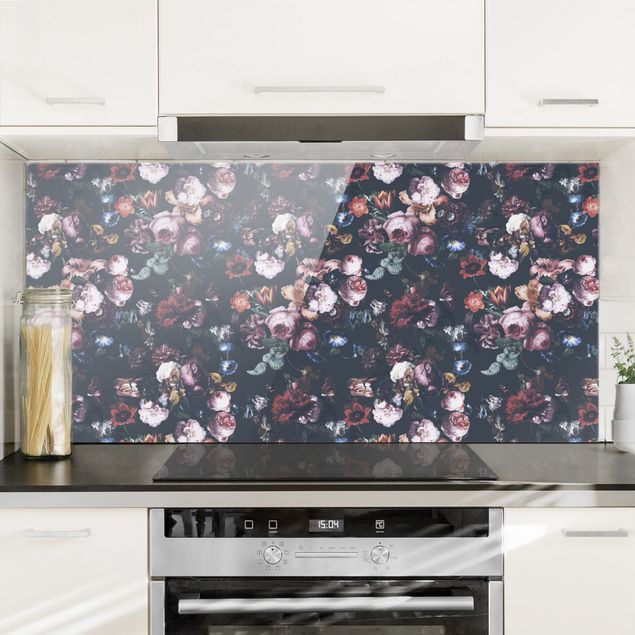 decoraçoes cozinha Old Masters Flowers With Tulips And Roses On Dark Gray