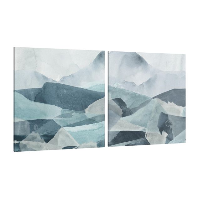 quadros modernos para quarto de casal Waves In Blue Set I