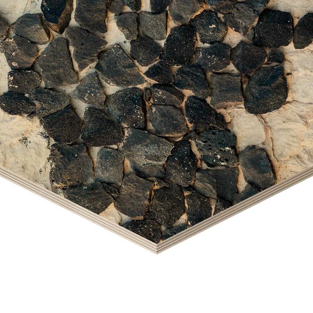 Quadros hexagonais Wall With Black Stones