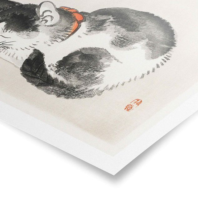 Posters animais Asian Vintage Drawing Sleeping Cat
