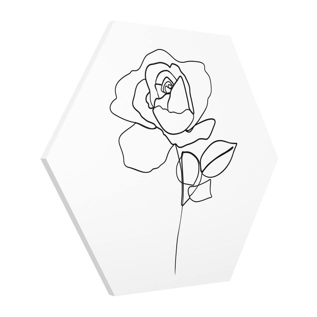 quadro com flores Line Art Rose Black White