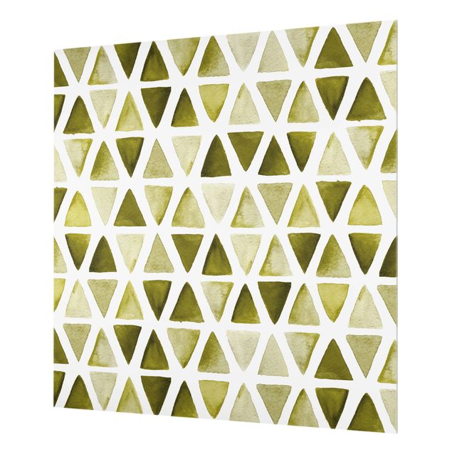 Painel anti-salpicos de cozinha Olive Coloured Watercolour Triangles