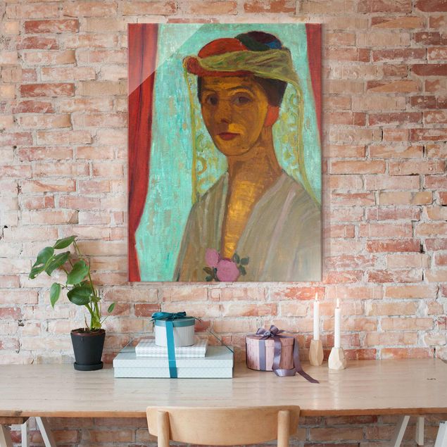 decoraçao para parede de cozinha Paula Modersohn-Becker - Self-Portrait with a Hat and Veil